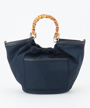 J.PRESS LADIES 【2way】ギャザーバンブー トート バッグ ネイビー系
