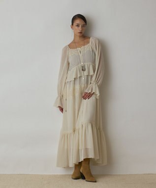 レースコンビカットジャガードワンピース