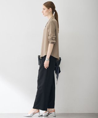 ICB L 【6/12-6/28期間限定・受注生産】BackSatinAmunzen ボウタイブラウス ライトモカ×ネイビー
