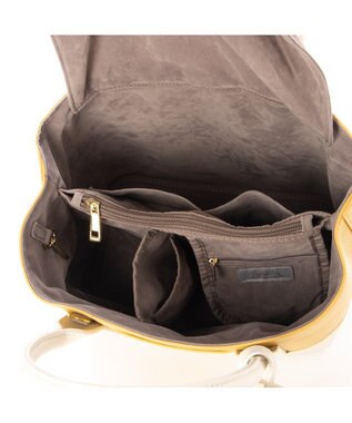 UNBILLION 【テレビ ドラマ着用アイテム】cachecache ショルダー付きパーテーション合成皮革トート イエローミックス