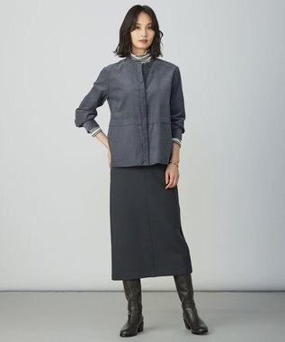 J.PRESS LADIES カシミヤシルク シアーリブ ボーダー タートル カットソー アイボリーベース系