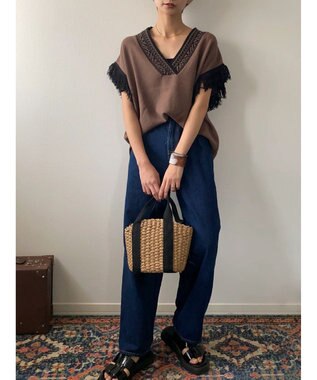 Green Parks フリンジベスト Brown