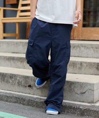 WEGO 【ウエストゴム/MLサイズ展開】ナイロンイージーカーゴパンツ