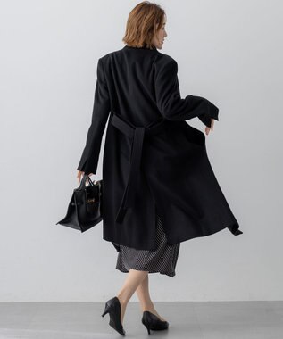 23区 L ウールカシミヤビーバー スタンドカラー  コート ブラック系