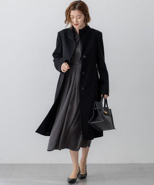 23区 L ウールカシミヤビーバー スタンドカラー  コート ブラック系