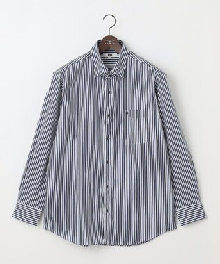 JOSEPH ABBOUD 【キングサイズ】スト レッチストライプシャツ ネイビー系1