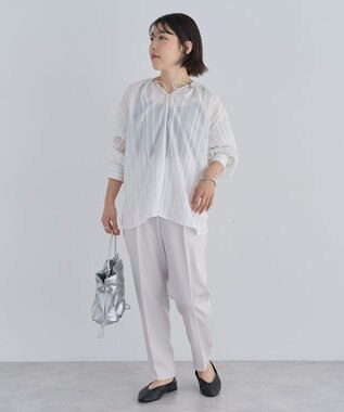 Green Parks ドロストネックシアーストライプチュニック Off White