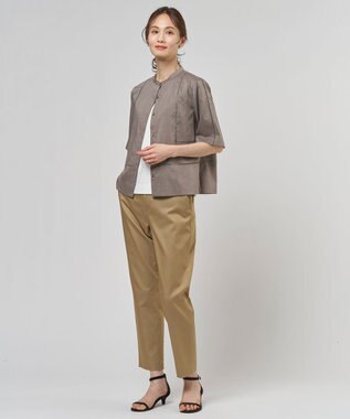 J.PRESS LADIES 【WEB限定カラーあり】TCシャンブレーサテンST テーパード パンツ キャメル系