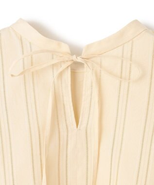 UNFILO ストライプレース 2WAY パフスリーブブラウス ライトイエロー