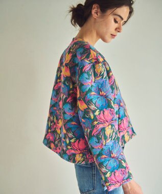 GRACE CONTINENTAL フラワージャガードノーカラージャケット