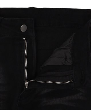 WEGO デザインスリットストレッチフレアデニム ブラック