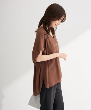 Green Parks フレンチスリーブリブドッキングシャツ Brown