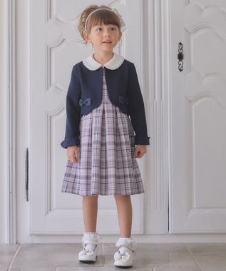 ANY KIDS グログラン リボン ジャケット ネイビー