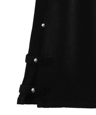 WEGO デザインスリットストレッチフレアデニム ブラック