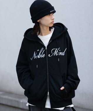 WEGO 【25年秋冬新作/ユニセックス着用ITEM/SMLサイズ展開】グラフィックロゴダブルZIPパーカー ブラック