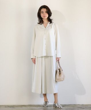 Green Parks ＳＥＴ２点スキッパーブラウス＋プリーツスカート Ecru