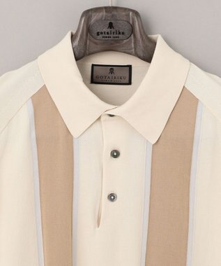 GOTAIRIKU ニットポロ_ストライプ ベージュ系1