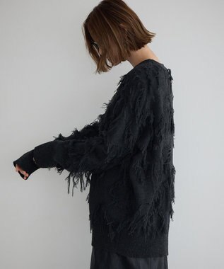 YECCA VECCA スター柄フリンジルーズニット Ivory