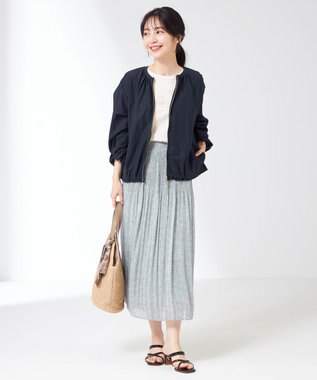 ANY SIS 【洗える】シアーライト ブルゾン ネイビー