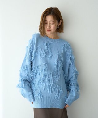 YECCA VECCA スター柄フリンジルーズニット Ivory