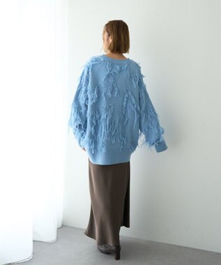 YECCA VECCA スター柄フリンジルーズニット Ivory