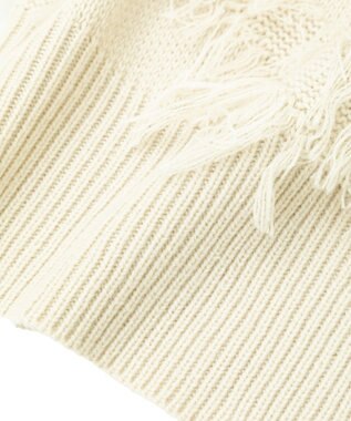 YECCA VECCA スター柄フリンジルーズニット Ivory