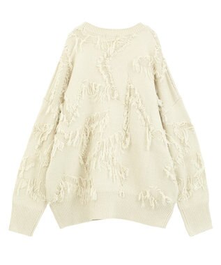 YECCA VECCA スター柄フリンジルーズニット Ivory