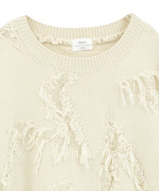 YECCA VECCA スター柄フリンジルーズニット Ivory