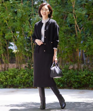 J.PRESS LADIES 【洗える】VIS/PE ROME ニット カーディガン ブラック系