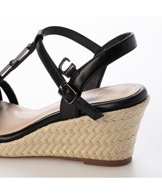 Riz raffinee <Riz raffinee>ウェッジヒールTストラップサンダル ブラック