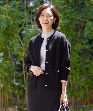 J.PRESS LADIES 【洗える】VIS/PE ROME ニット カーディガン ブラック系