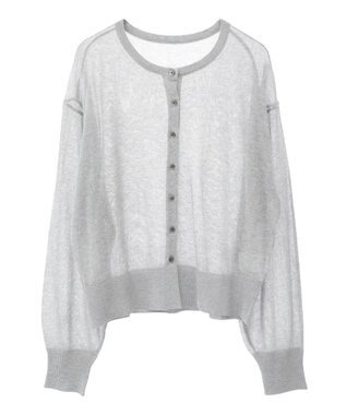 earth music&ecology 【予約】接触冷感シアークルーニットカーディガン 杢グレー