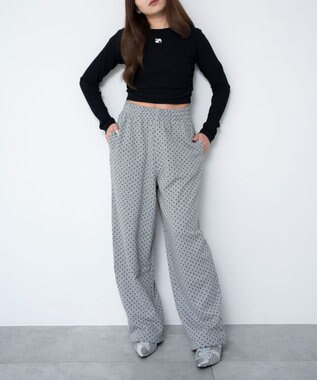 WEGO 【ウエストゴム/XSSMサイズ展開】スウェットワイドパンツ 柄2