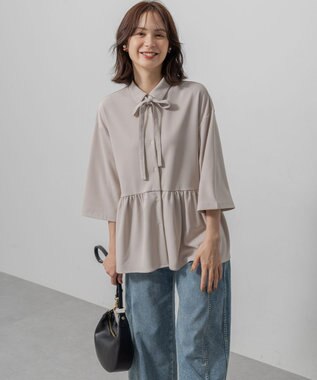 組曲 S ジョーゼットジャージーボウタイチュニック ブラウス ベージュ系
