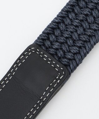 JOSEPH ABBOUD 【キングサイズ・イタリア素材・ストレッチ・日本製】 コストレッチリネン ベルト ネイビー系