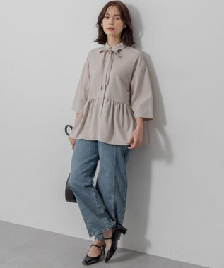 組曲 S ジョーゼットジャージーボウタイチュニック ブラウス ベージュ系