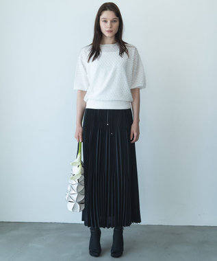 自由区 【カトリエムブーケ】Plis aleatoires シアープリーツスカート ネイビー