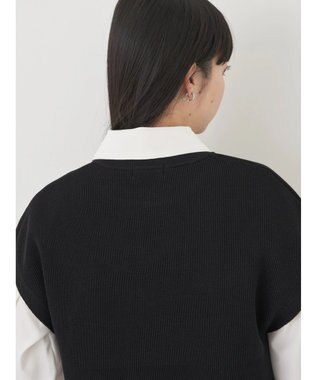 earth music&ecology ＳＥＴ２点ニットベスト＋シャツ Black