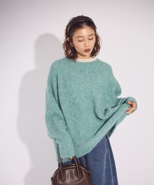 Green Parks ブークレＭＩＸニットチュニック Sax