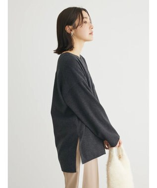 Green Parks 圧縮ポンチキーネックチュニック Dark Gray Mixture