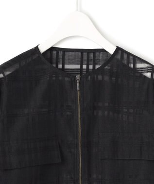 ICB 【洗える】シアードビーチェックブルゾン ブラック系チェック