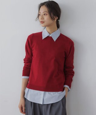 組曲 S 【加藤ローサさん着用】コットンタッチシャーティングボウタイ付き シャツ ブルー系1