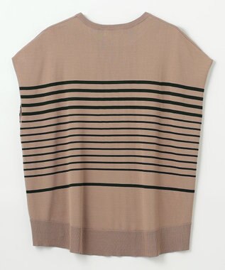 ANY L 【洗濯機可/接触冷感/UVカット/アンチピリング】フレンチスリーブニットプルオーバー モカ×ネイビー