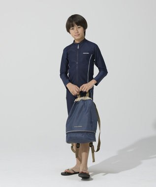 BEAMS SCHOOL 手提げバッグにもなる 2重底ナップサック ネイビー