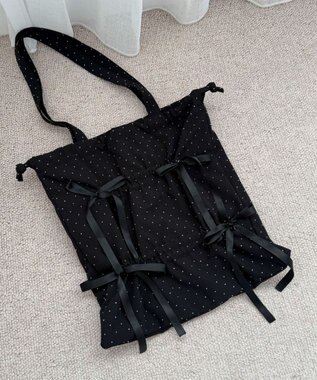 WEGO ドロストリボンギャザートート ブラックその他