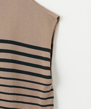 ANY 【洗濯機可/接触冷感/UVカット/アンチピリング】フレンチスリーブニットプルオーバー モカ×ネイビー