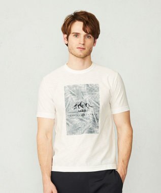 JOSEPH ABBOUD MOUNTAIN 【UNISEX】スラブリーフプリント Tシャツ ホワイト系