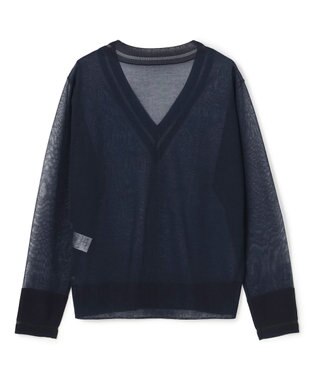 BEIGE， GOVERNOR / シアー Vネックチルデンニット Navy