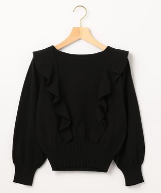 組曲 【洗える】Elenaラッフル ニット ブラック系