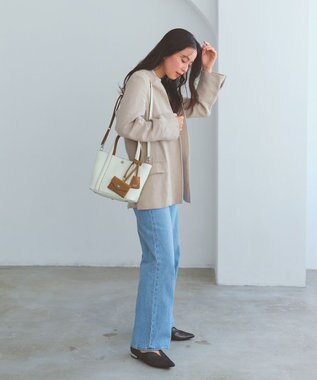 TOPKAPI 【Breath TOPKAPI】DUAL デュアル シュリンクレザー バイカラー トートバッグ チャーム付き ホワイト